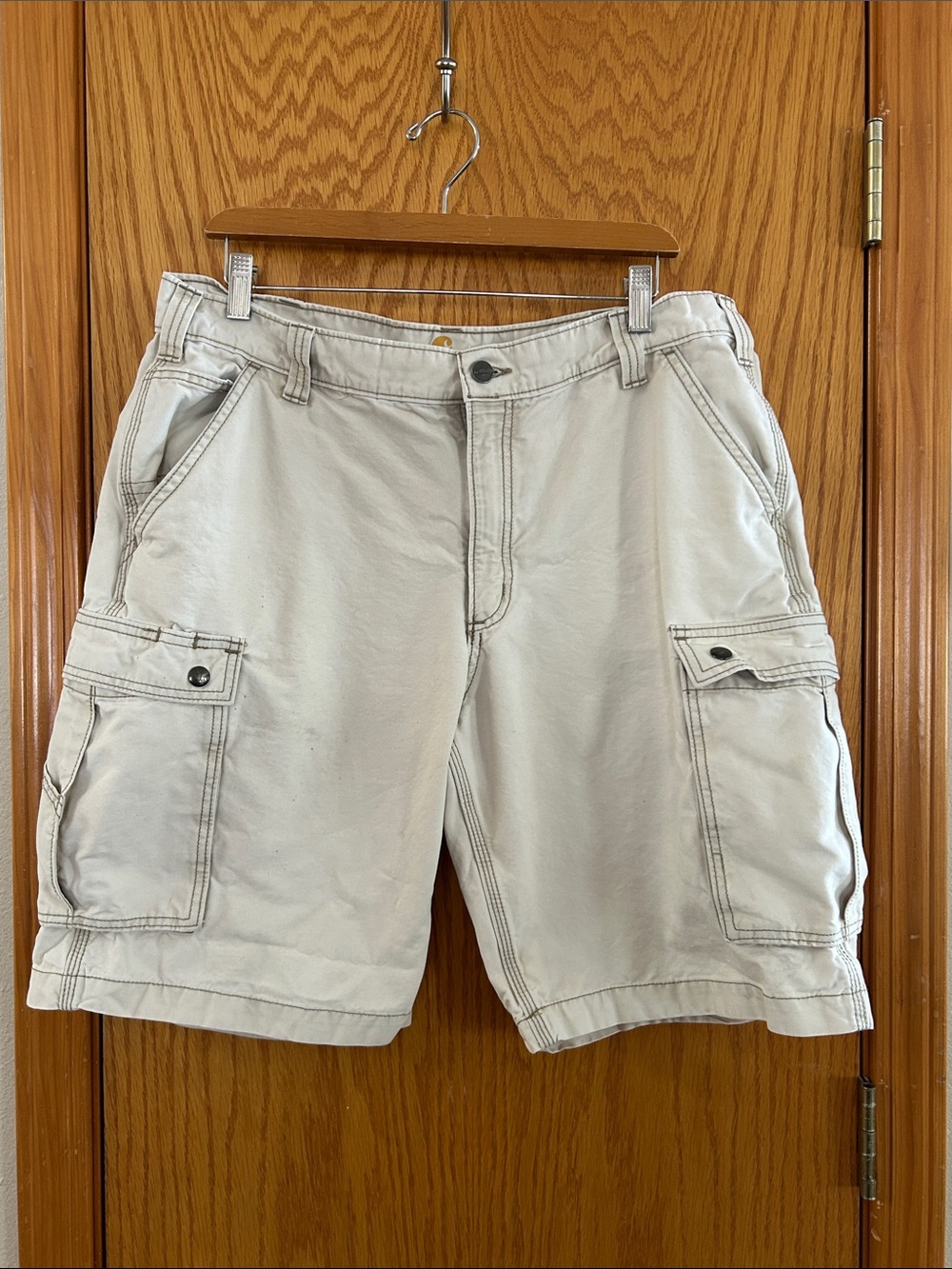 Carhartt Men's Cargo Shorts - Light Beige Sz 38 Relaxed Fit